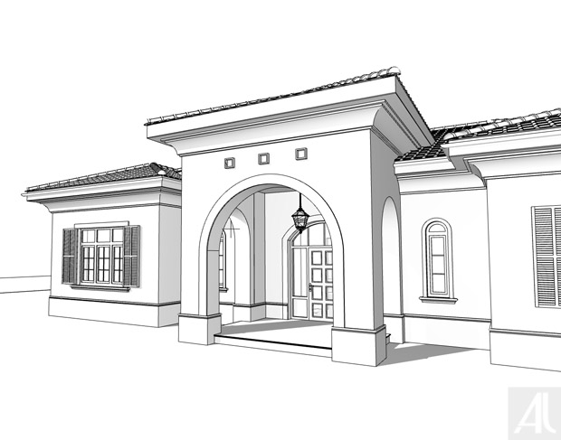 визуализация архитектурного эскиза фасада частного дома