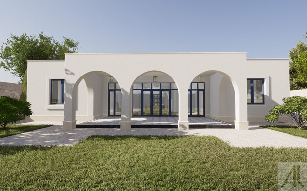 визуализация заднего фасада частного дома в Баку