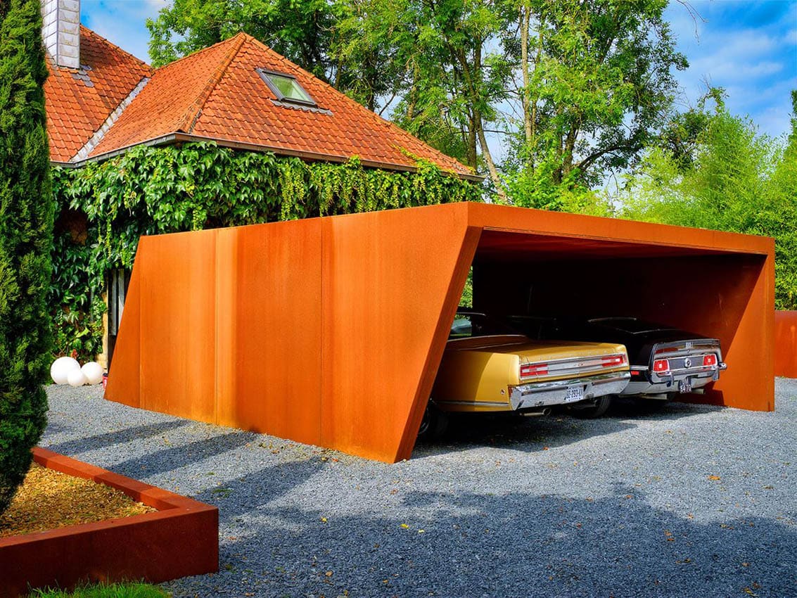 Металлический навес для авто в стиле минимализм №3