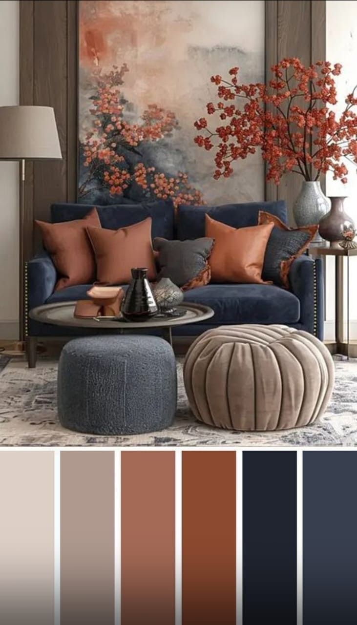 Стильные сочетания цветов для дизайна гостиной №119