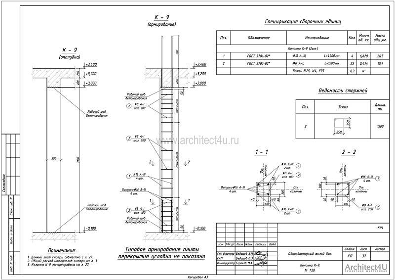 Колонна К-9. Схема конструктивного решения