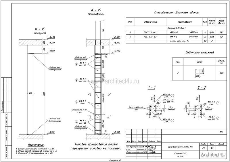 Колонна К-15. Схема конструктивного решения