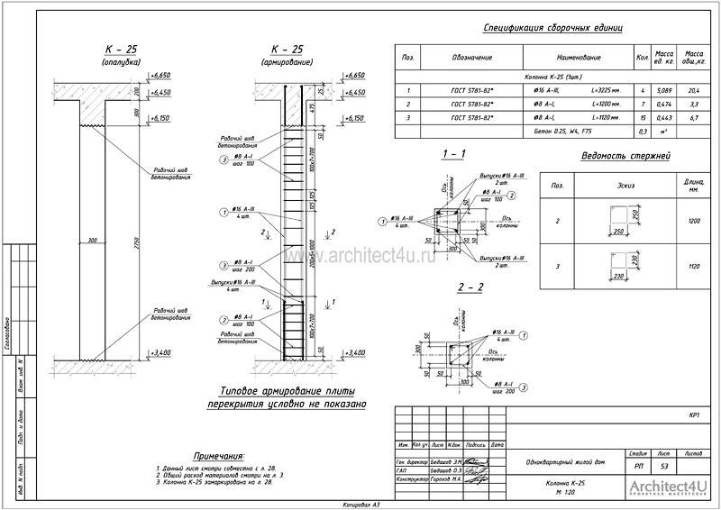 Колонна К-25. Конструктивный проект