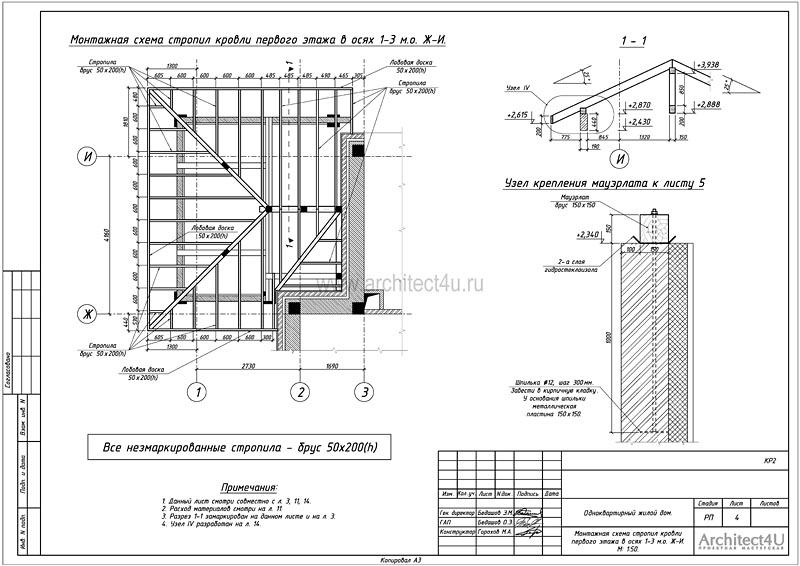 Монтажная схема стропил