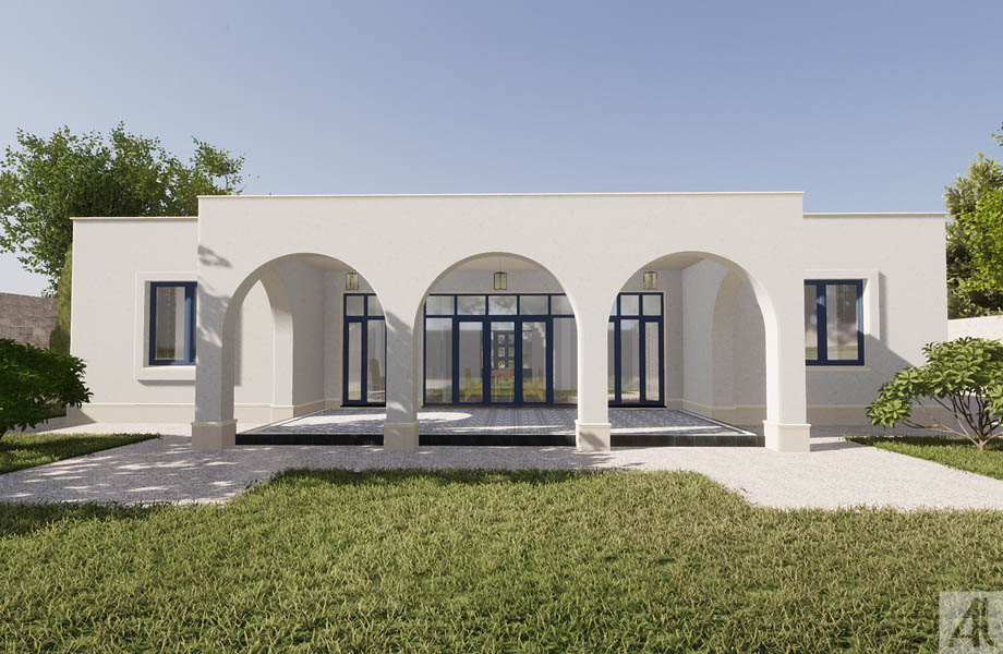 3d визуализация заднего фасада из эскизного проекта дома