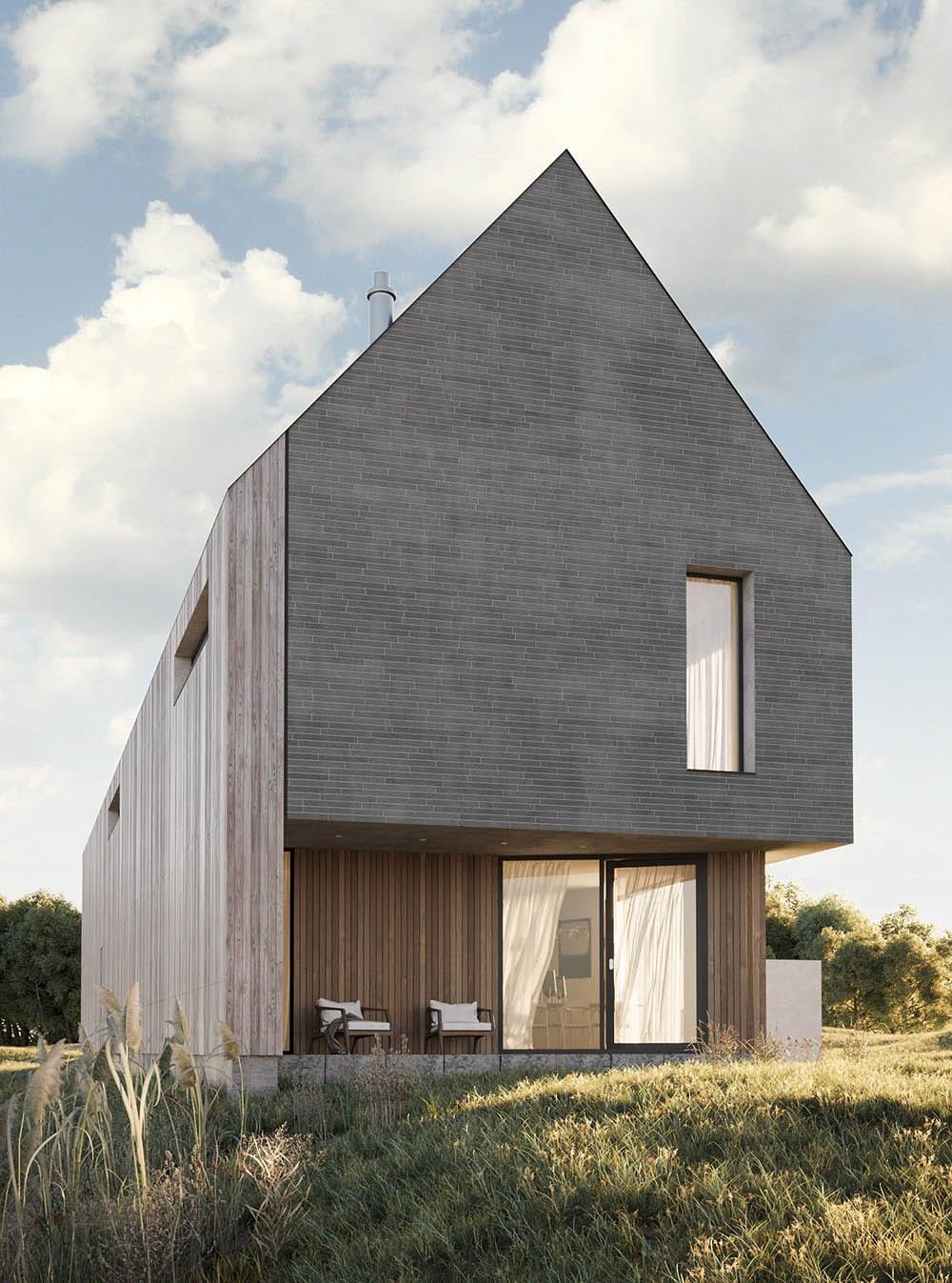 минималистичный двухэтажный дом для интровертов