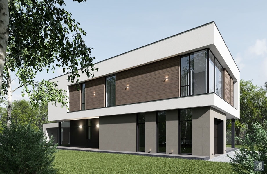 дизайн современного фасада двухэтажного дома