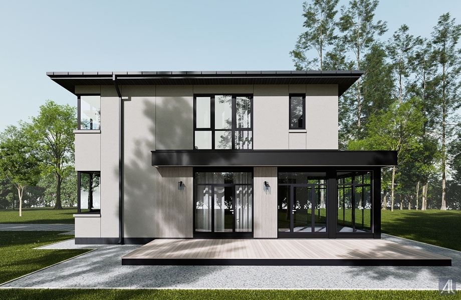 один из вариантов дизайна фасадов дома в приморске