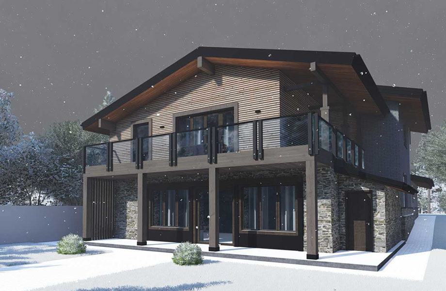 проект экстерьера в стиле шале