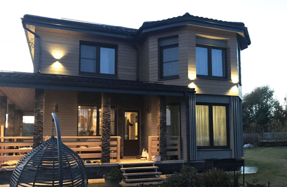 дизайн фасада каркасного дома