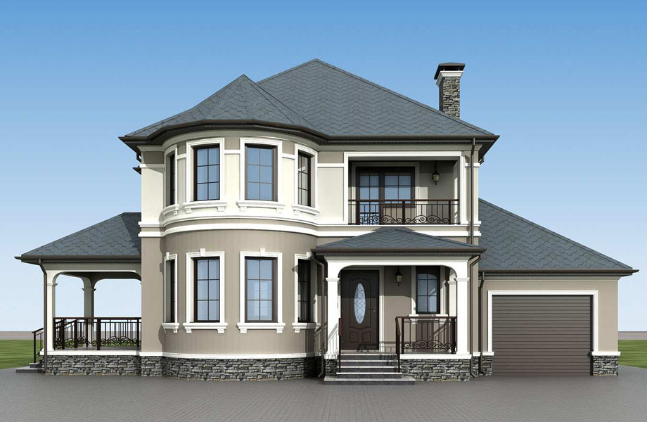 дизайн фасадов в классическом стиле дома из пеноблоков