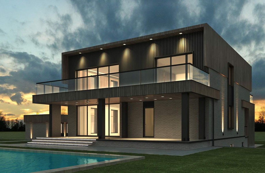 пример проекта фасадов дома в современном стиле