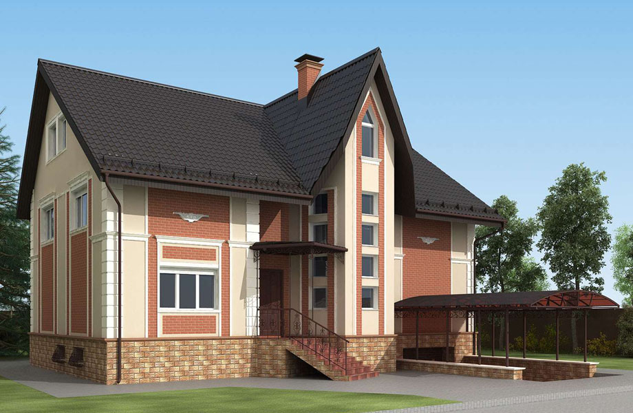 дизайн фасадов кирпичного дома в видное