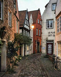 комбинированная застройка старой европейской улицы