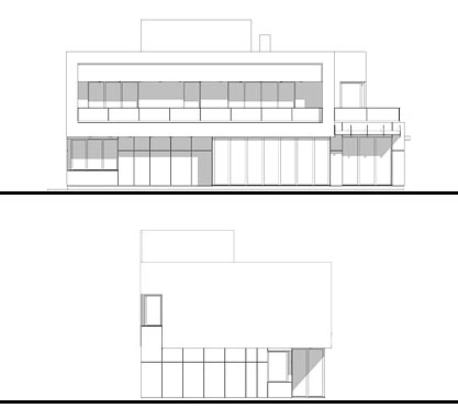 Чертежи главного и бокового фасадов