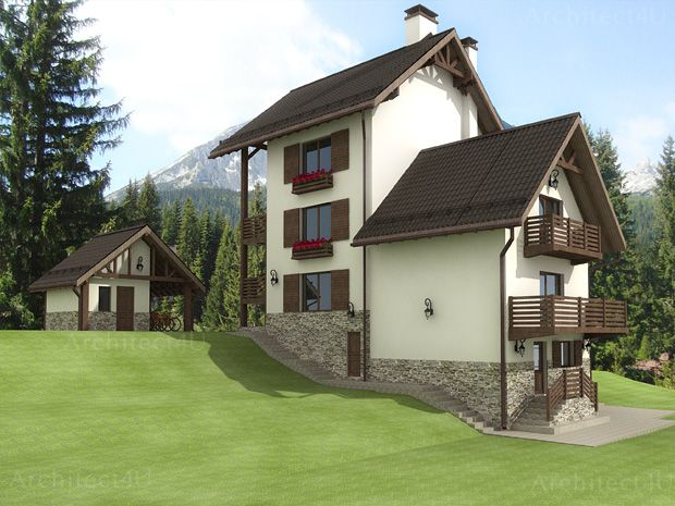 3d здания апартаментов в стиле шале