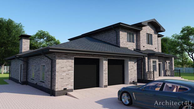 угловой вид на фасад дома в павлово