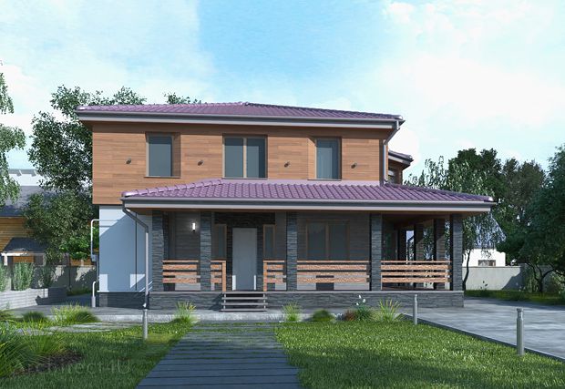 визуализация главного фасада частного дома