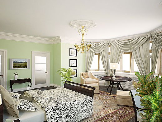 интерьер спальни вид 1