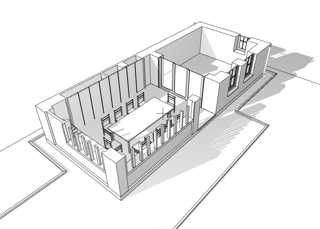 Сечение плана летней кухни в аксонометрии Сечение плана летней кухни в аксонометрии