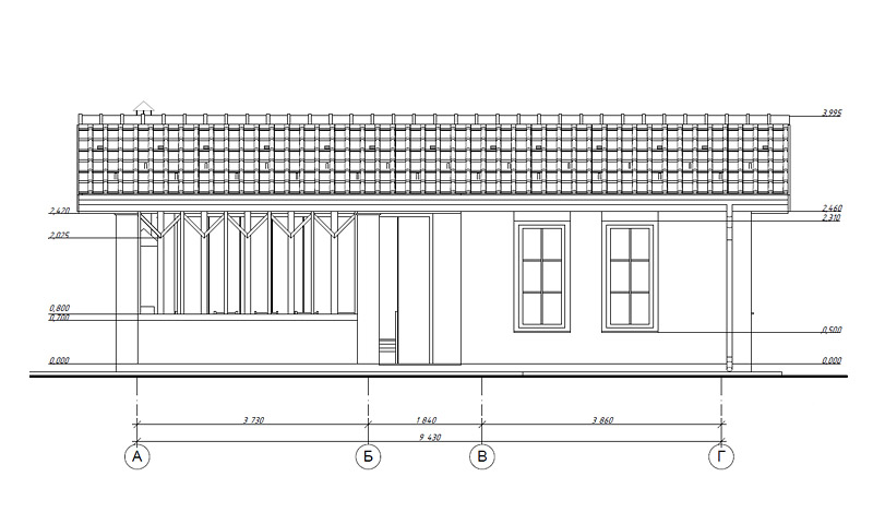 Чертеж главного фасада