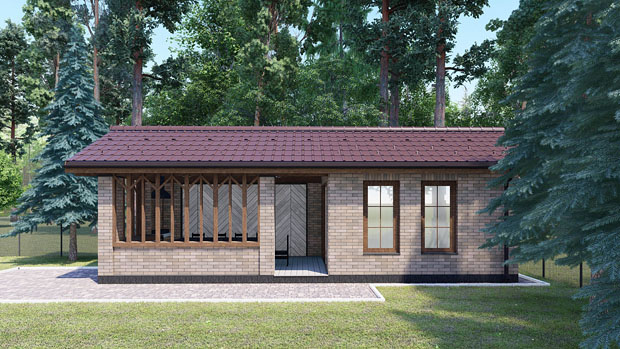 проект кирпичной летней кухни с верандой в казахстане