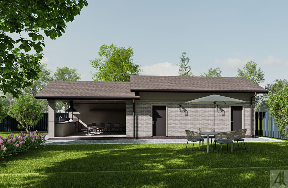 проект пристройки летней кухни к существующему хозблоку