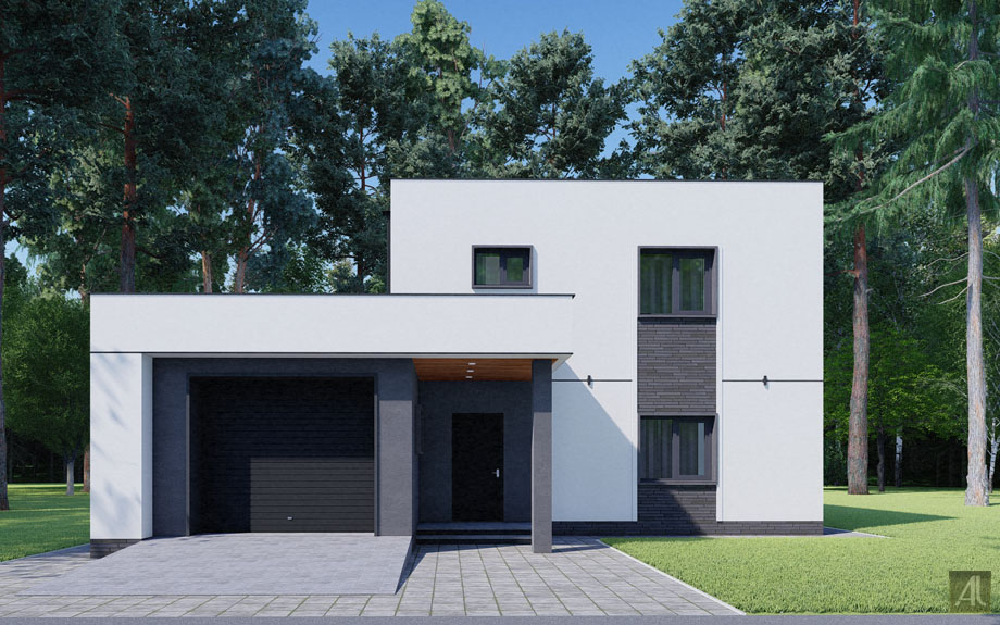 современный минималистичный фасад в декоративной штукатурке