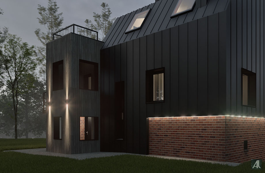 комбинация линейного освещения с точечными светильниками