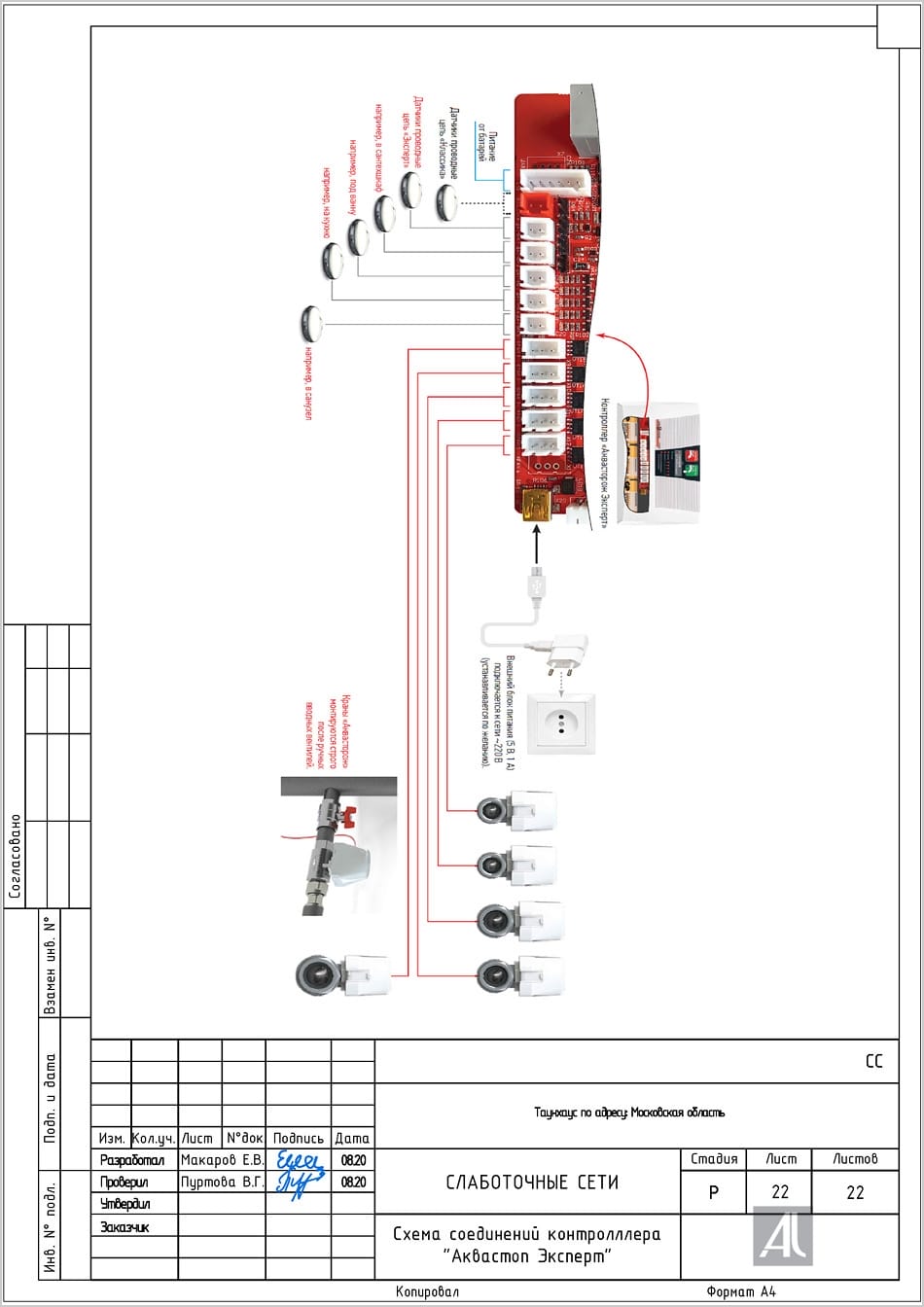 Схема соединений контроллера Аквастоп Эксперт Схема соединений контроллера Аквастоп Эксперт