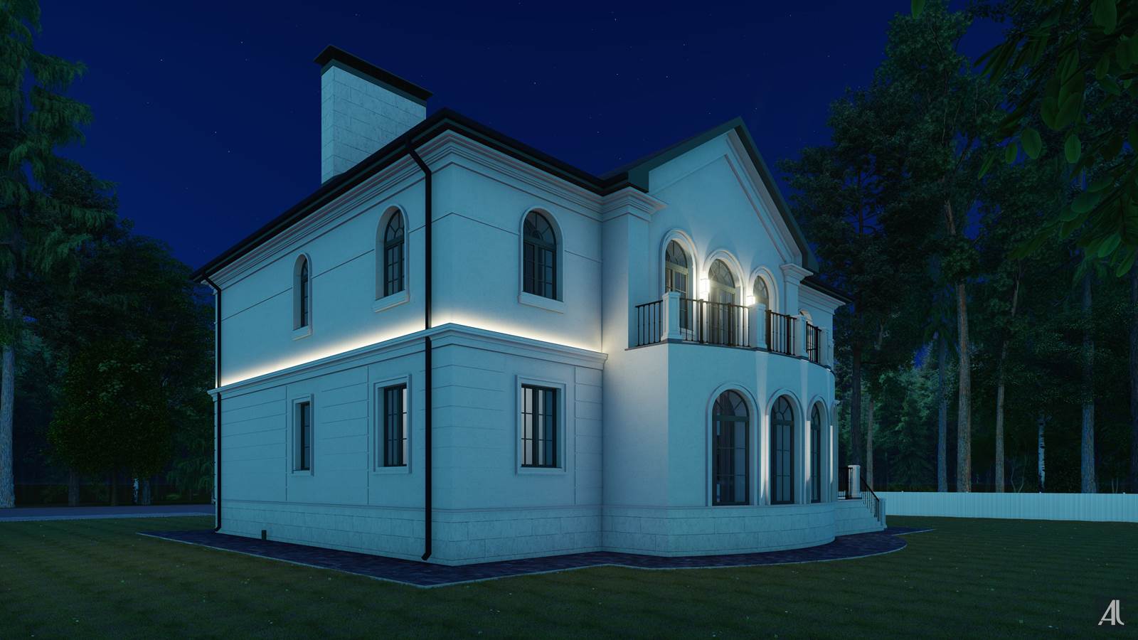 Согласованный вариант фасадного освещения дома - вид 3