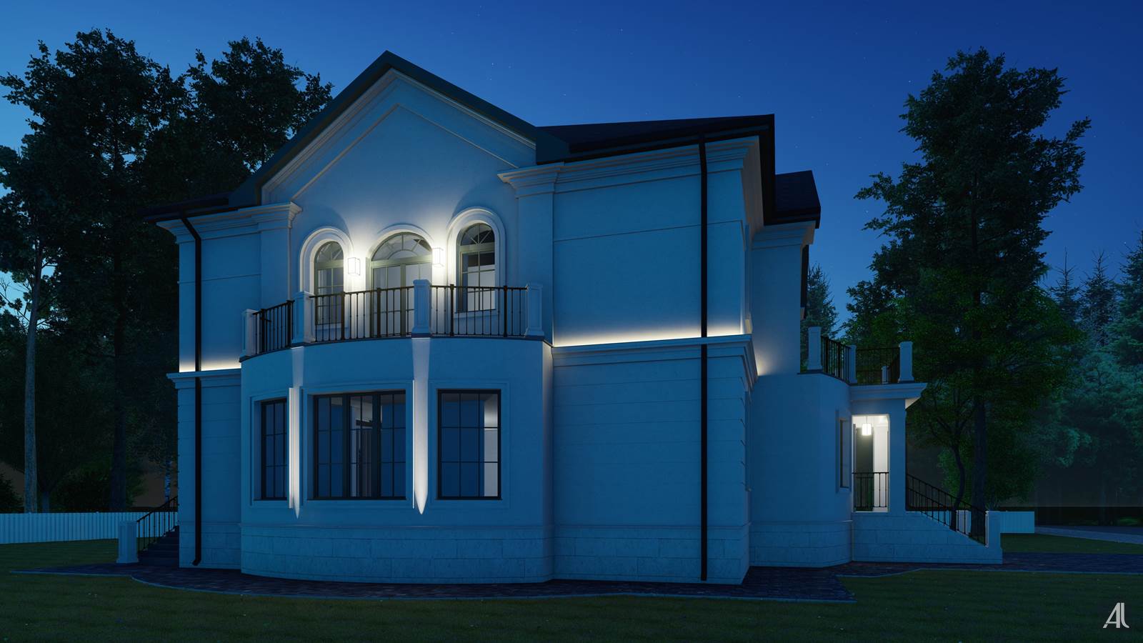 Согласованный вариант фасадного освещения дома - вид 5