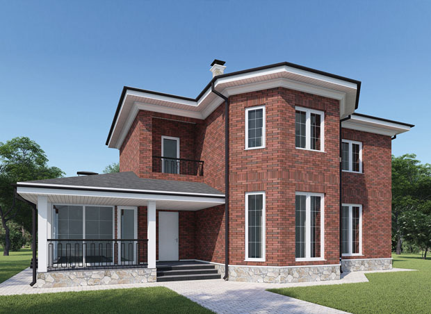 дизайн фасадов кирпичного коттеджа в москве