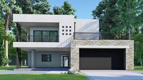 Каменный фасад современного дома