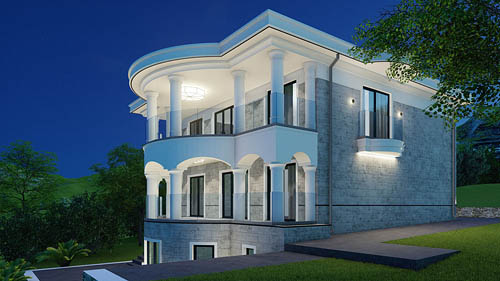 Каменный фасад здания апартаментов