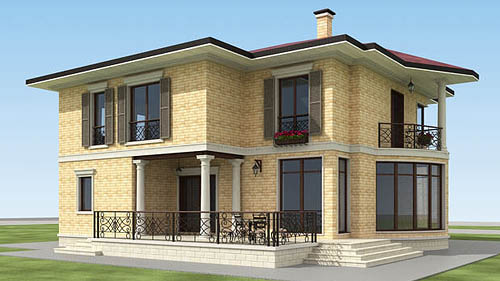 Клинкерный фасад дома в итальянском стиле