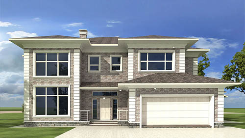 Клинкерный фасад двухэтажного дома в классическом стиле отделки