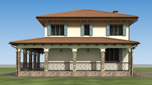 Штукатурный фасад частного дома в средиземноморском стиле