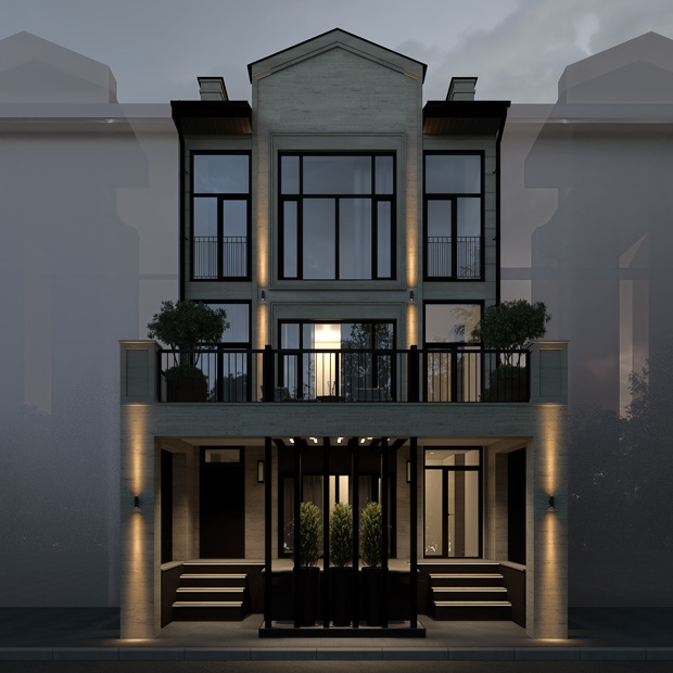 Проект отделки фасадов таунхауса в Москве