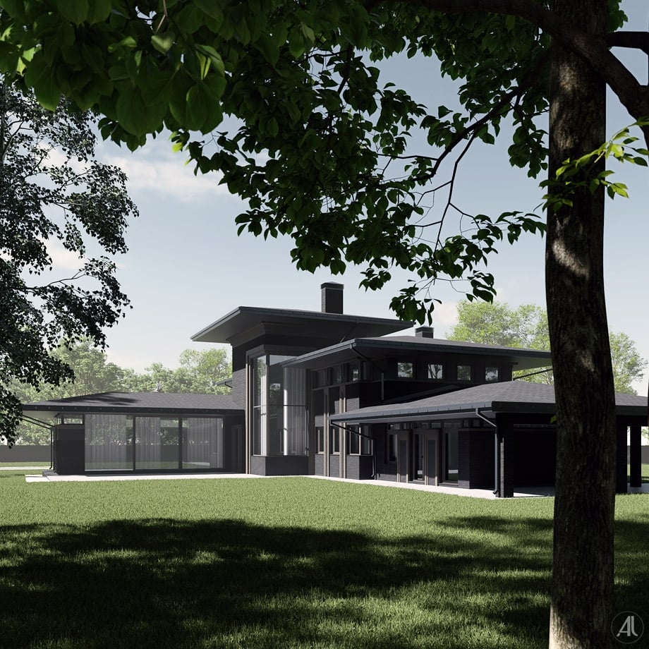 Проект архитектурных решений отделки фасадов частного жилого дома в стиле Райта