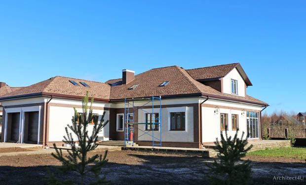 фото реализации фасадов одноэтажного коттеджа