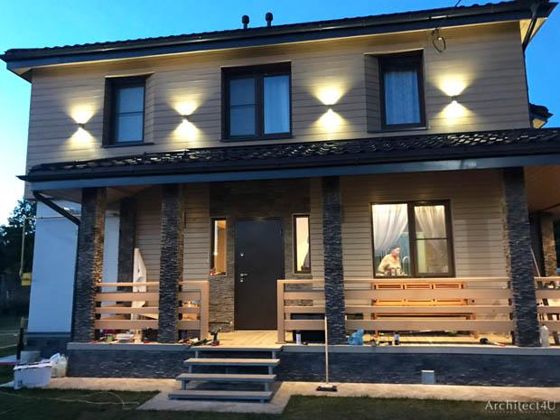 фото реализации фасадов каркасного дома