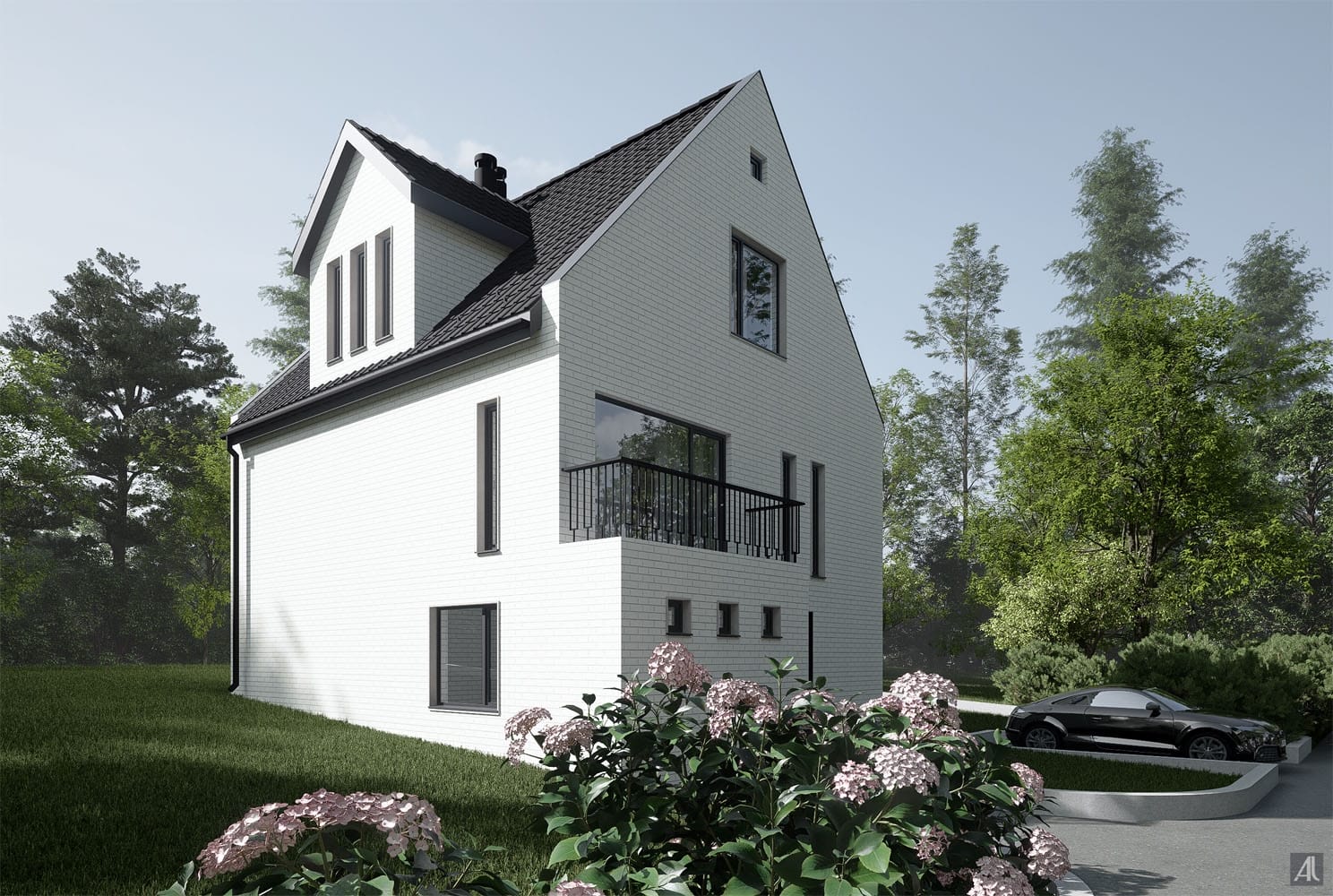 Вид по улице со стороны левого фасада