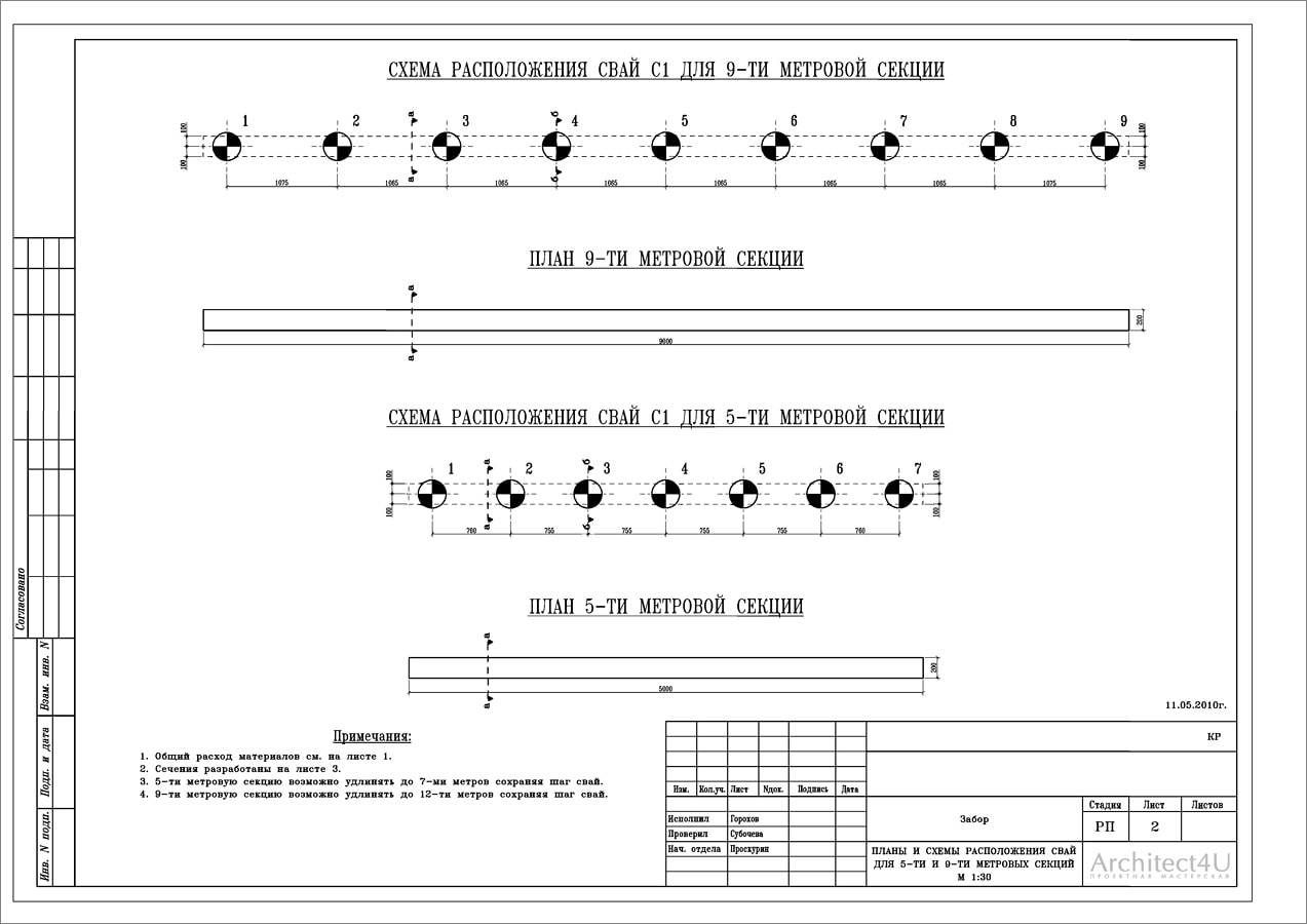Планы и схемы фундамента. Расположение свай
